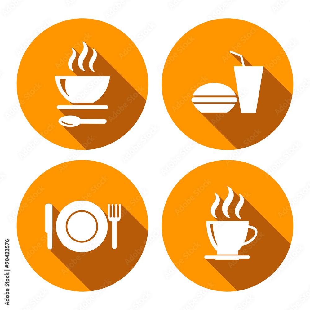 Set of vector icons with food Set of vector icons with food
