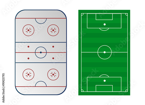 Ice hockey and soccer or football vector field