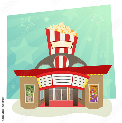 Movie Theater - stylized movie theater with stars in the background. Eps10