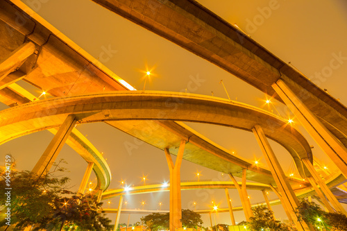 Klong ladpho flood way and Bhumiphol bridge across Chaopraya river in Thailand. photo