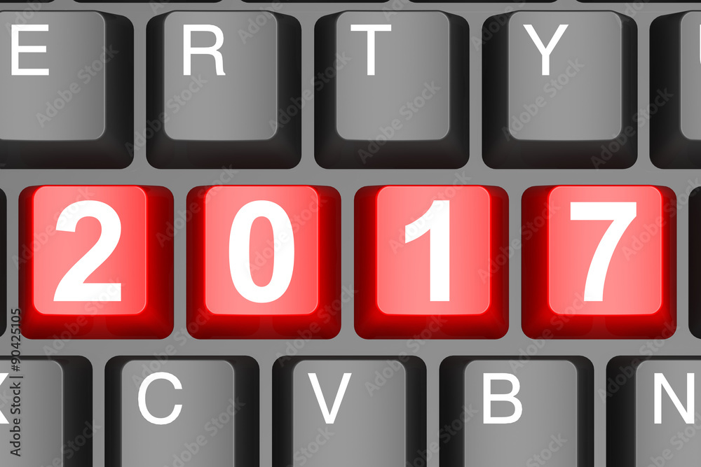 Year 2017 button on modern computer keyboard Year 2017 button on modern computer keyboard