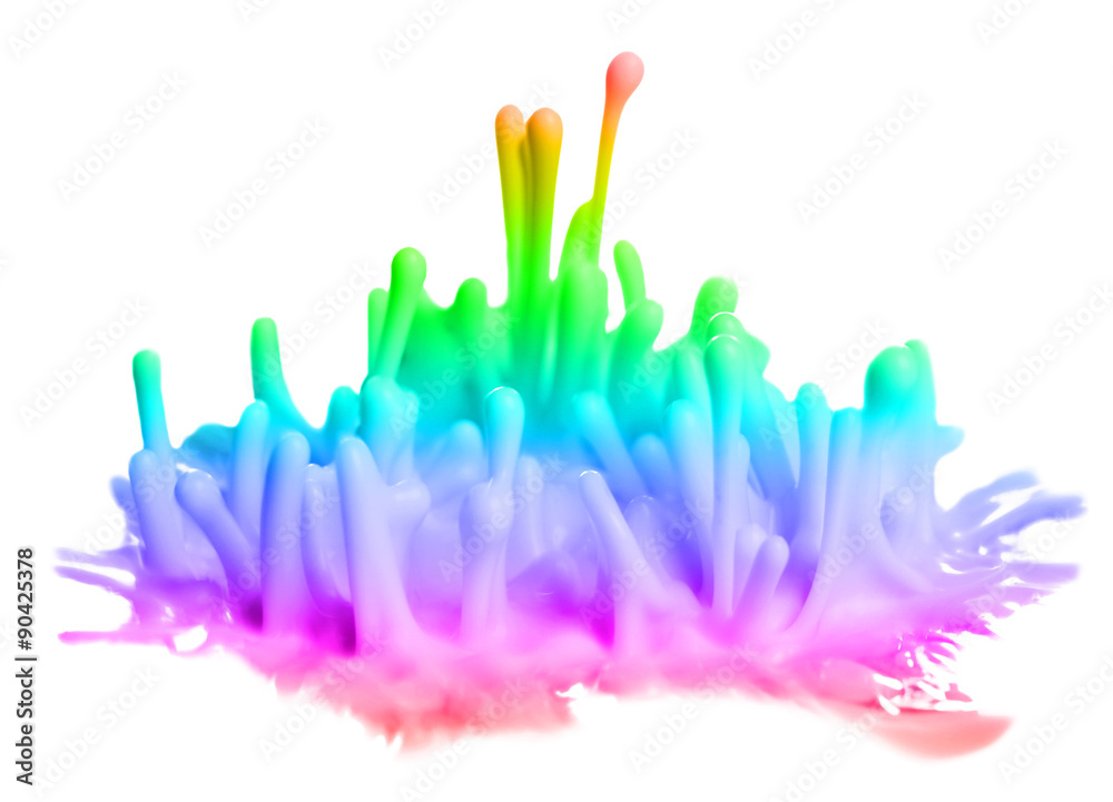 Explosions of color paints isolated on white