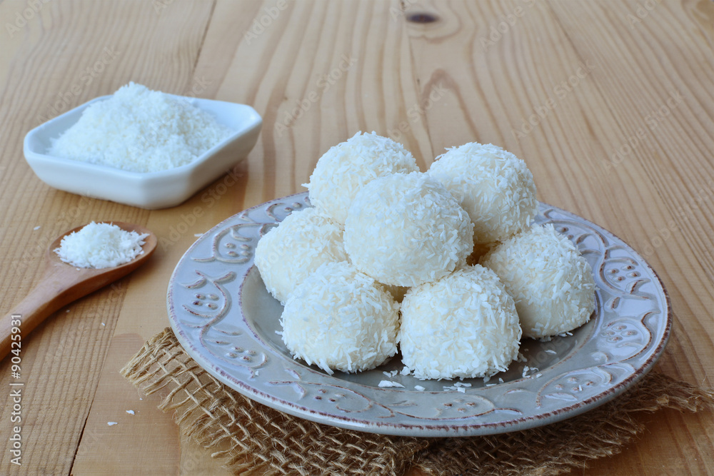 White chocolate candy coconut balls