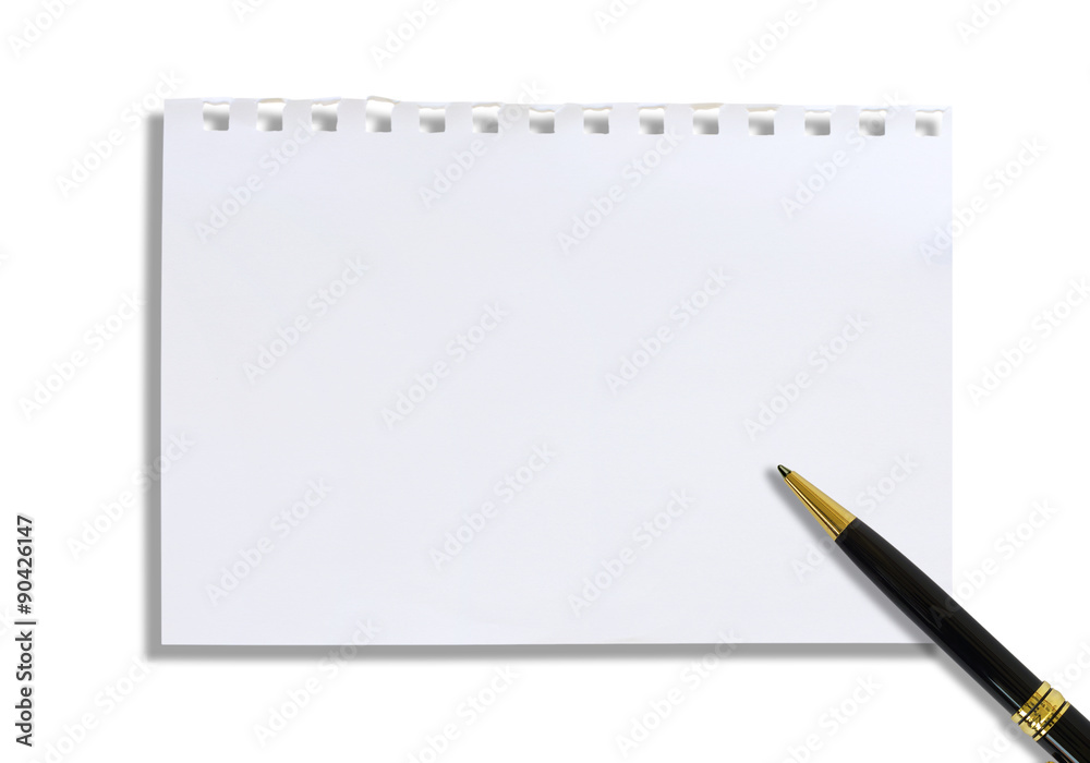 paper note and pen isolated on white background paper note and pen isolated on white background