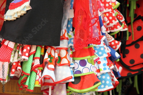 Flamenca dresses on sale, Santa Cruz district of Seville, Andalu