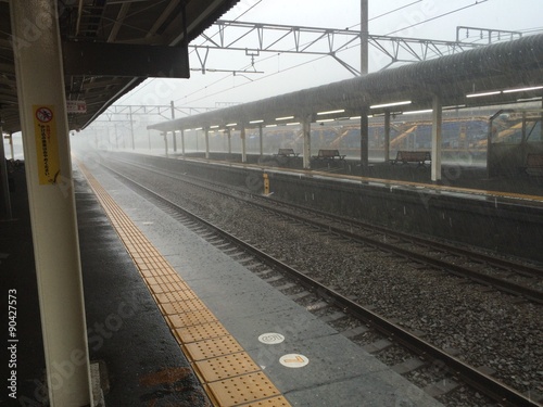 大雨の駅 photo