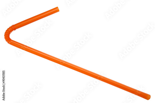 Orange straw on white background