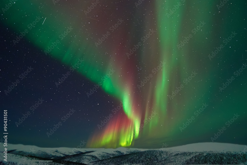 Aurora Borealis and meteors in Alaska