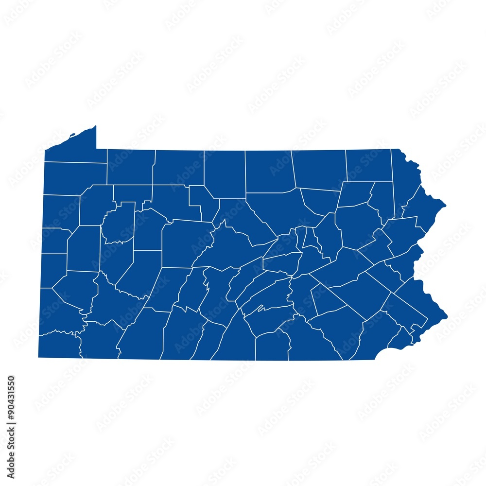 Naklejka premium Mapa Pensylwanii