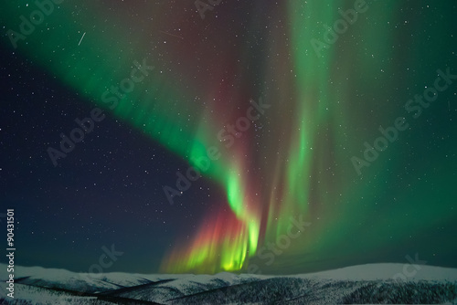 Aurora Borealis and meteors in Alaska