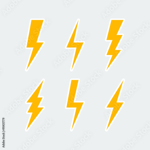 lightning bolt icons set