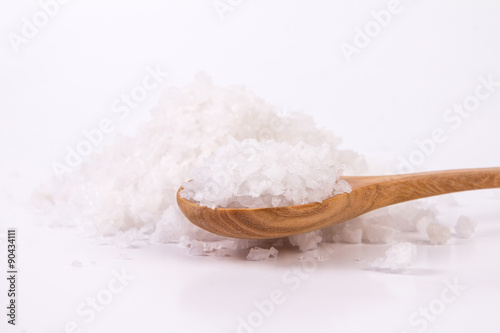 salt crystals on white background