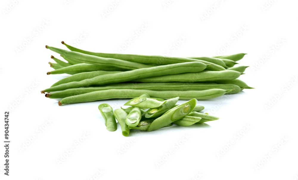 stack of French beans on white background stack of French beans on white background