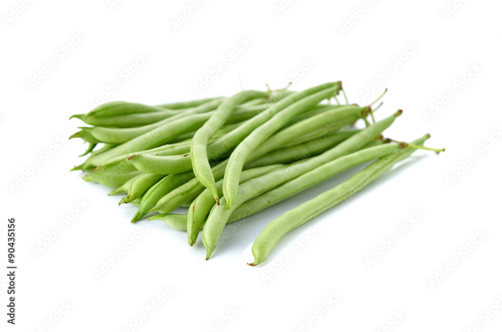 stack of fresh needle beans on white background stack of fresh needle beans on white background
