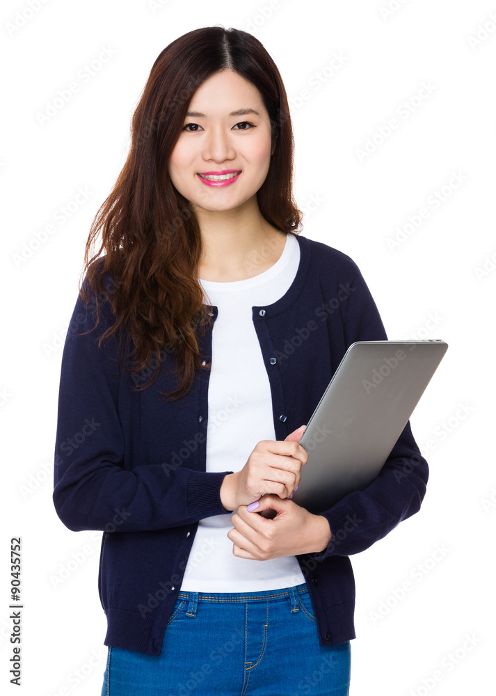 Woman hold with laptop computer Woman hold with laptop computer
