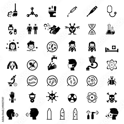 Infection and infestation protection health icons set