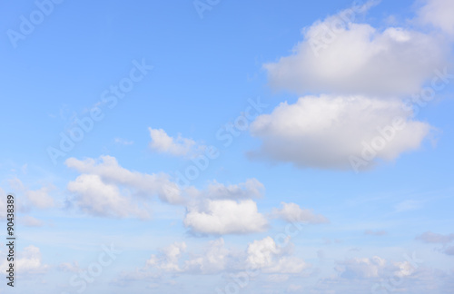 Blue sky and big white cloud background