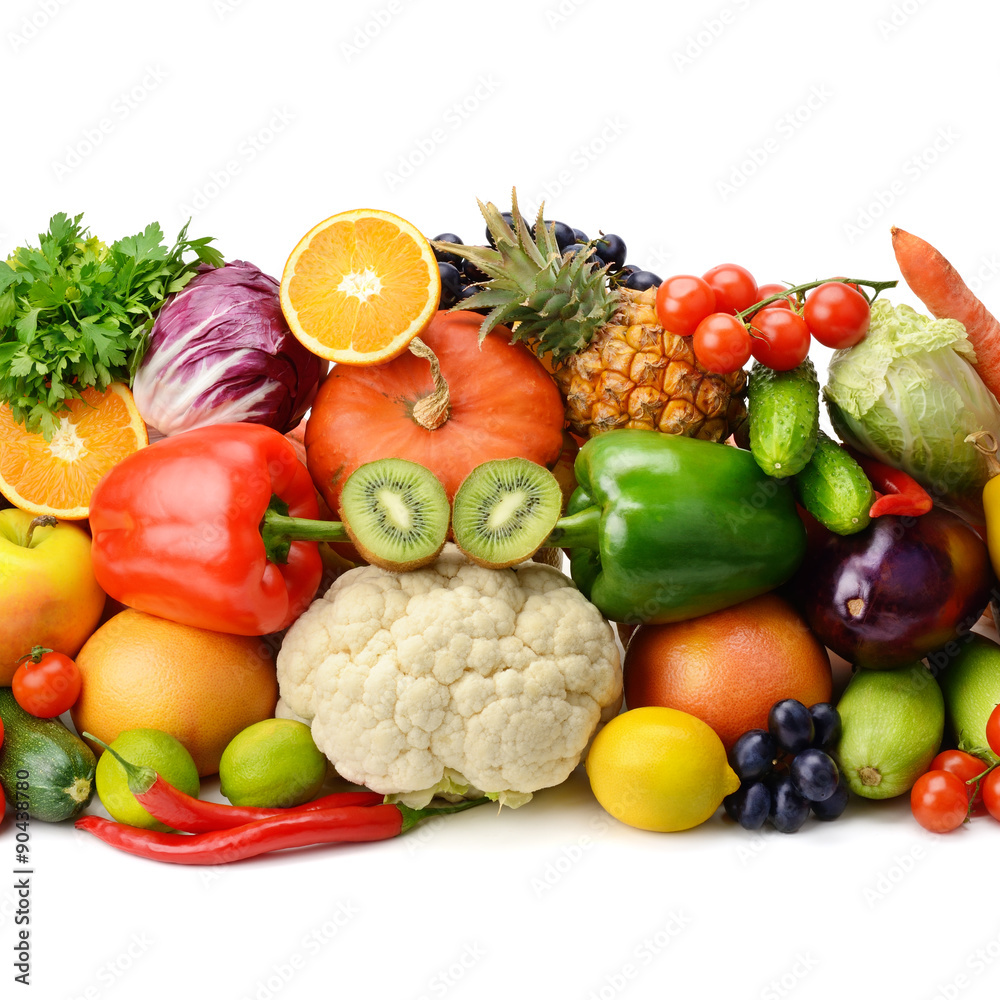 fruit and vegetable isolated on white background fruit and vegetable isolated on white background
