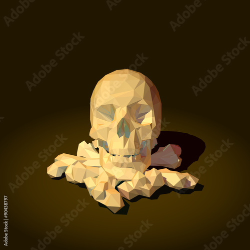 low poly skull and bones