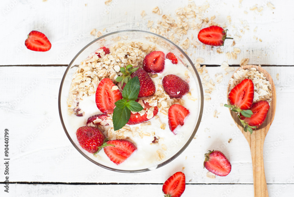 Homemade yogurt with strawberry Homemade yogurt with strawberry