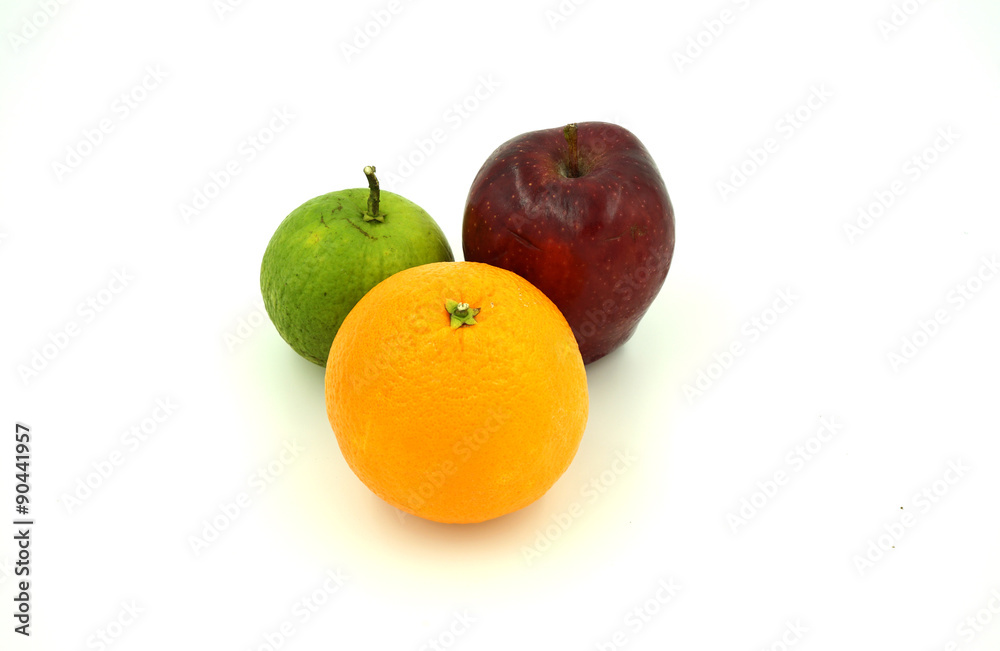 orange and apple , isolate on white background orange and apple , isolate on white background