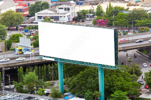 фотографія Big white billboard on highway.