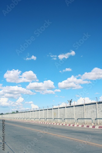 Blue sky with wall