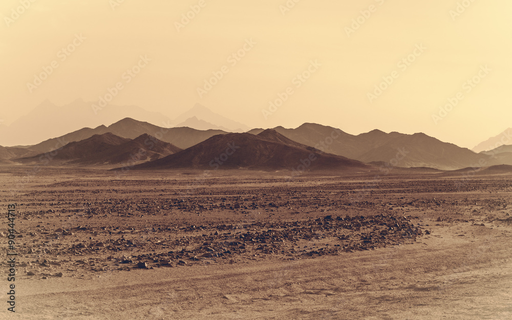 Stone desert - mountain landscape with stone hills.