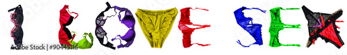 Obraz na płótnie I Love Sex words composed on base of lingerie apparel w salonie
