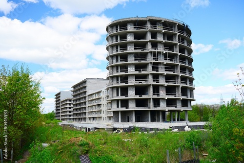 The unfinished residential building construction in Pasilaiciai district