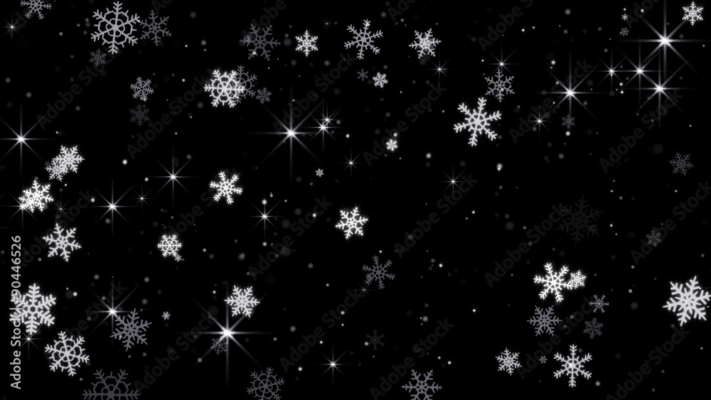 magic snowfall. Computer generated seamless loop background. 4k (4096x2304)
