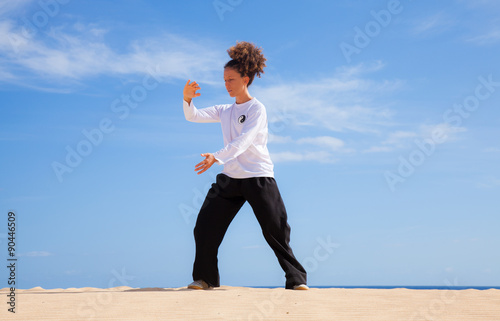 Quadro su tela Tai chi in the dunes