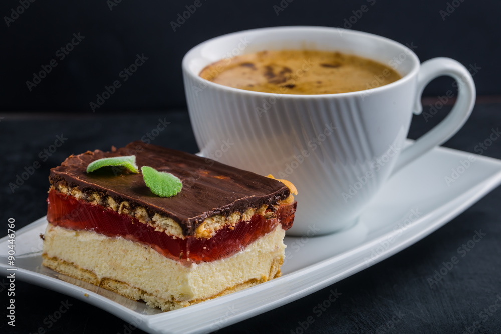 Cup of espresso coffee with homemade cakes on a plate Cup of espresso coffee with homemade cakes on a plate