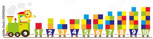 animal train with numbers and blocks / vectors for children