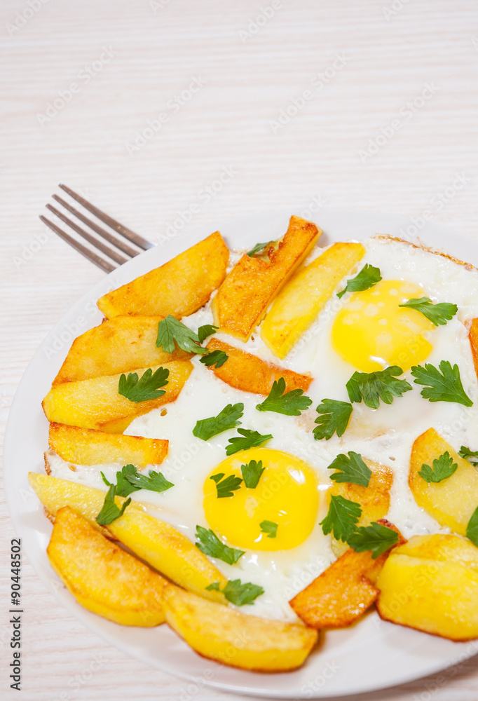 fried eggs with potato fried eggs with potato