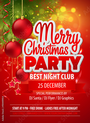 Christmas party flyer. Vector template