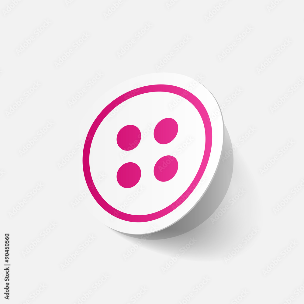 Fototapeta premium Realistic paper sticker: sewing Button