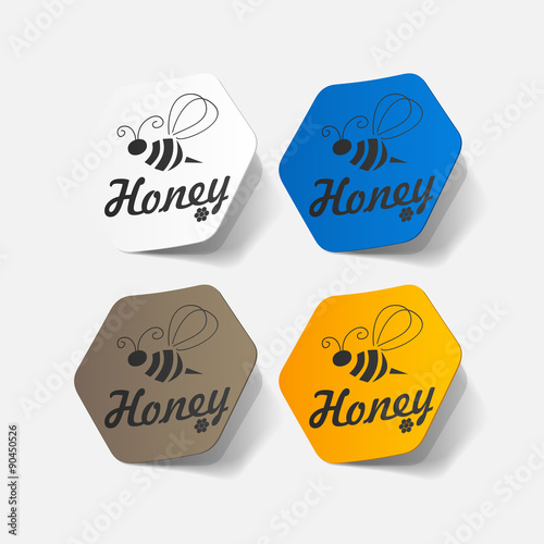 Realistic paper sticker: honey