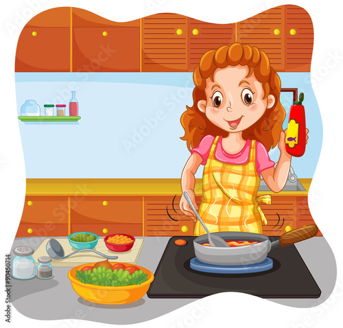 Woman cooking in the kitchen