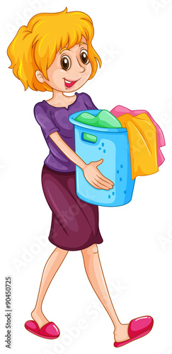 Woman carrying laundry basket