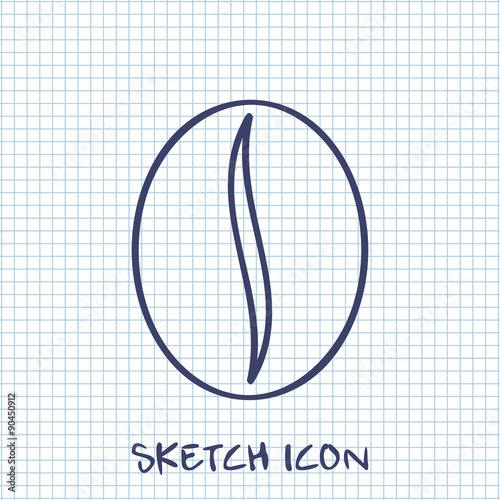Vector sketch icon of coffee bean