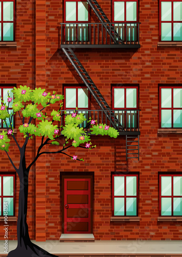 Fire escape on the apartment wall