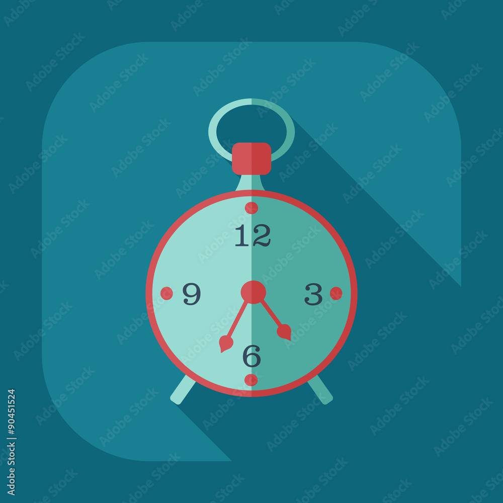 Flat modern design with shadow icon old alarm clock Flat modern design with shadow icon old alarm clock