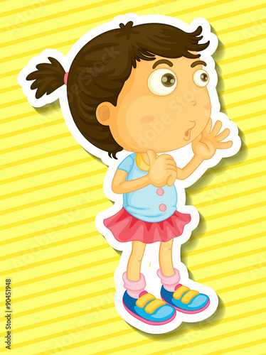 Sticker of a girl counting