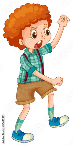 Kid with fighting action