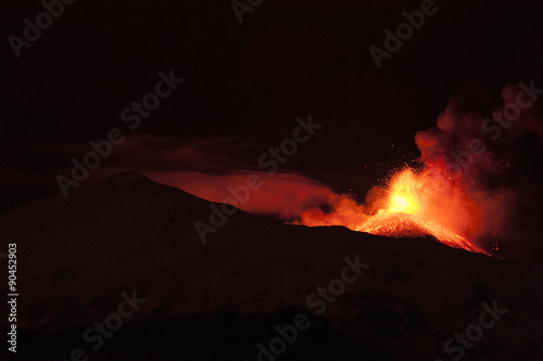 Etna in eruzione in inverno photo