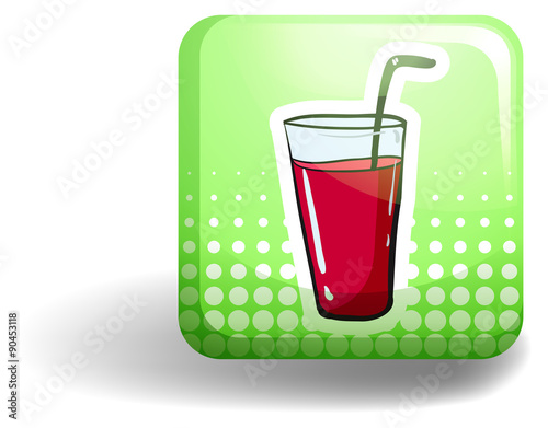 Green square badge with a drink