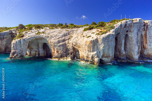 Blue caves at the cliff of Zakynthos island, Greece