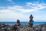 cairns on a beach