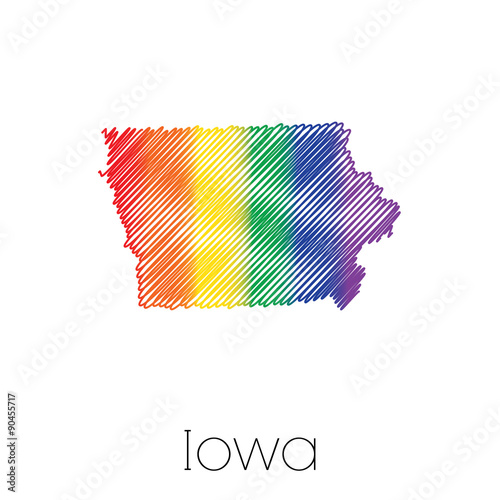 LGBT Scribbled shape of the State of Iowa
